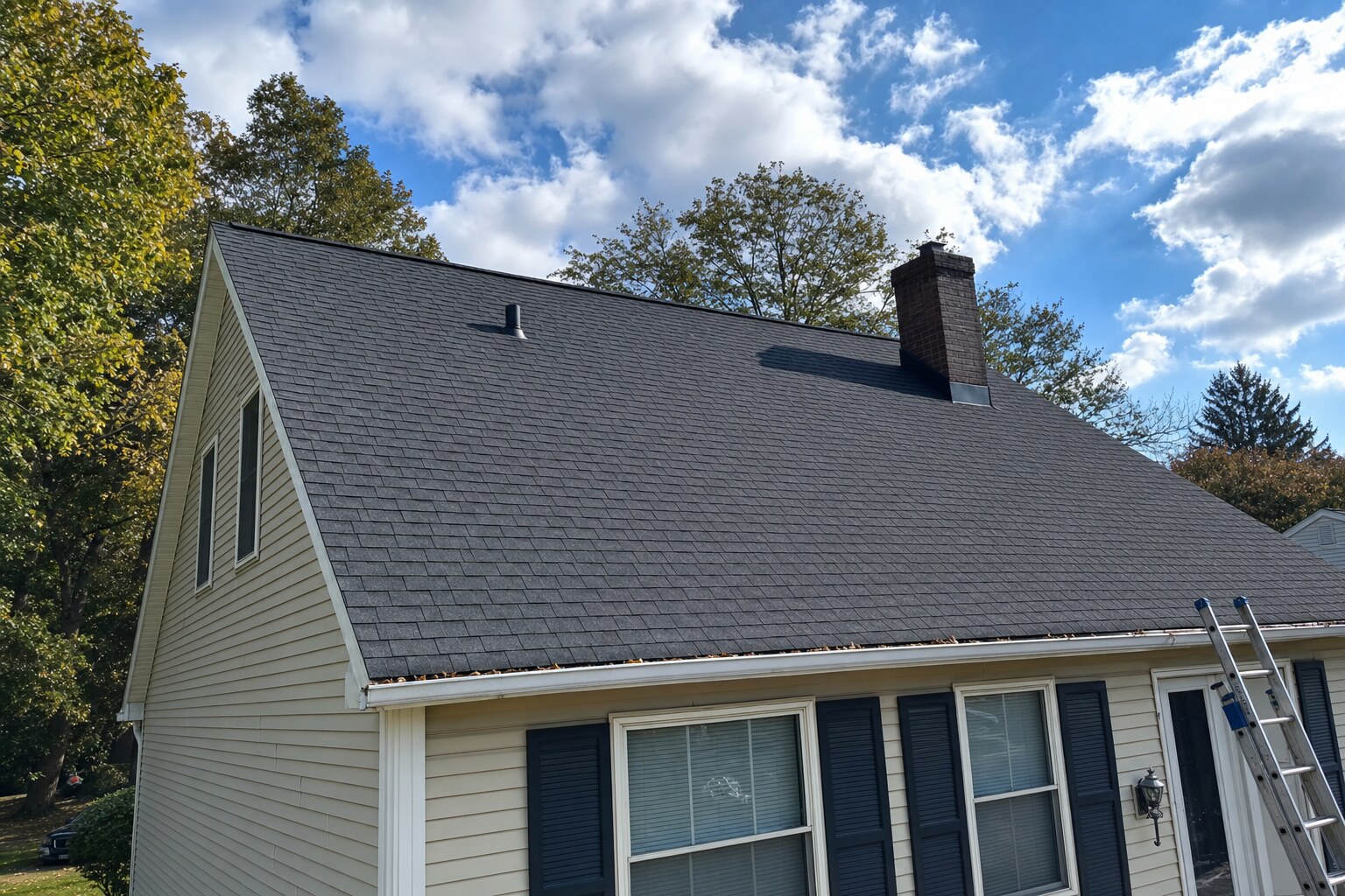 Same roof uniformly clean after soft-washing
